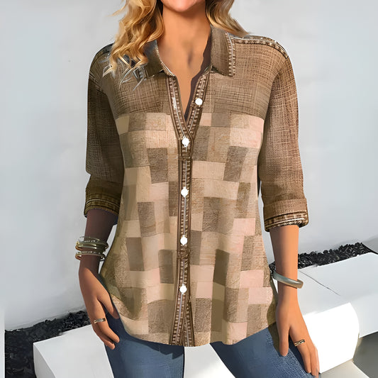 Clara™ | Tijdloze Geruite Blouse – Stijlvol & Comfortabel