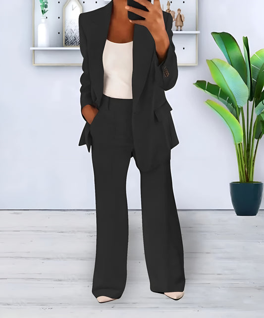 Dewi™ | Dames Tweedelige Blazer & Wijde Broek Set